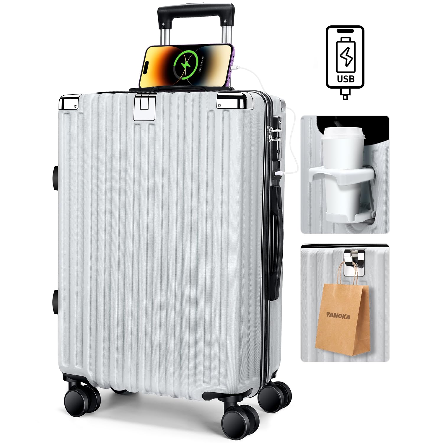 

Валіза Carry Carry Double 360 Degree TSA Zipper для ділової поїздки S [Tanoka], Ручна поклажа, Надлегка, Кейс, Велика, Багатофункціональна, Легка,