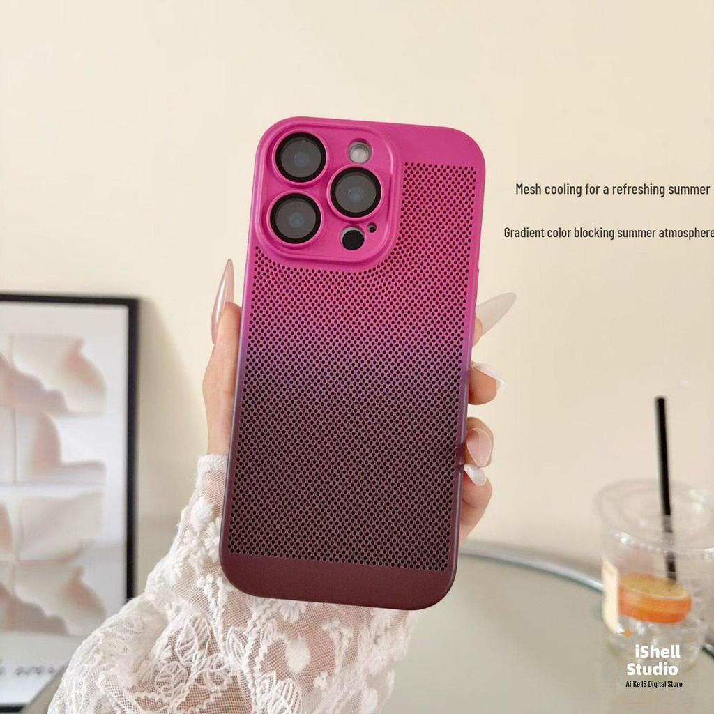 Apple 16 Pro Max Gradient Color Heat Dissipation Phone Case - Full Lens Coverage for iPhone 15/14/13