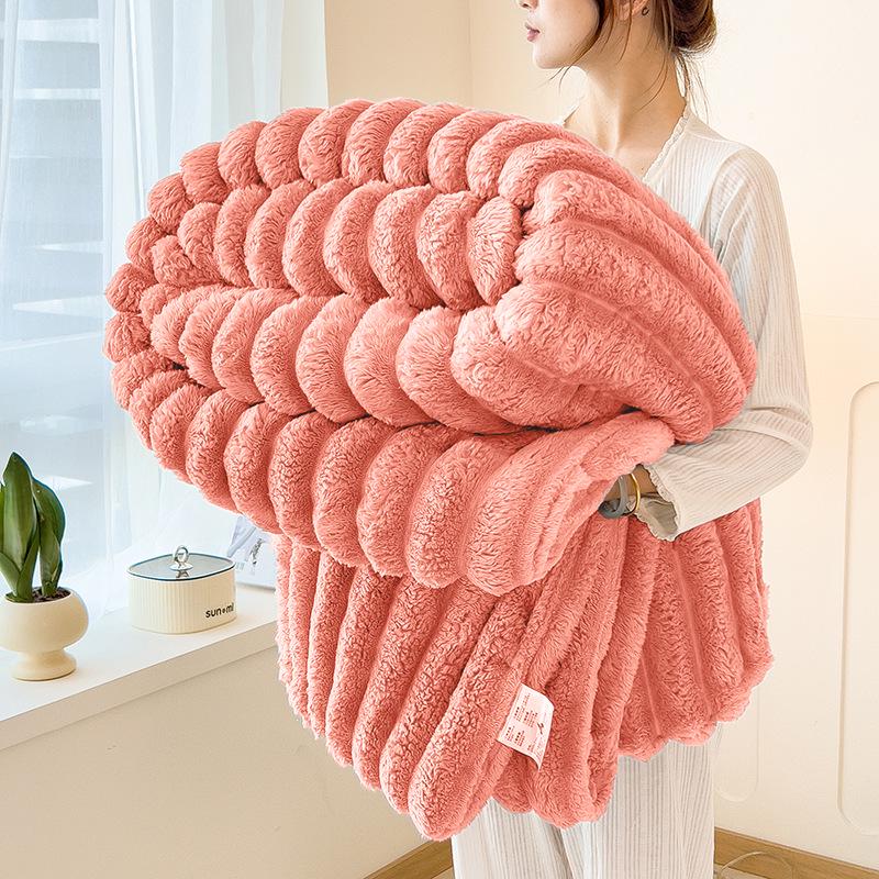 2025 Thick Double-Layer Faux Rabbit Fur Blanket for Winter