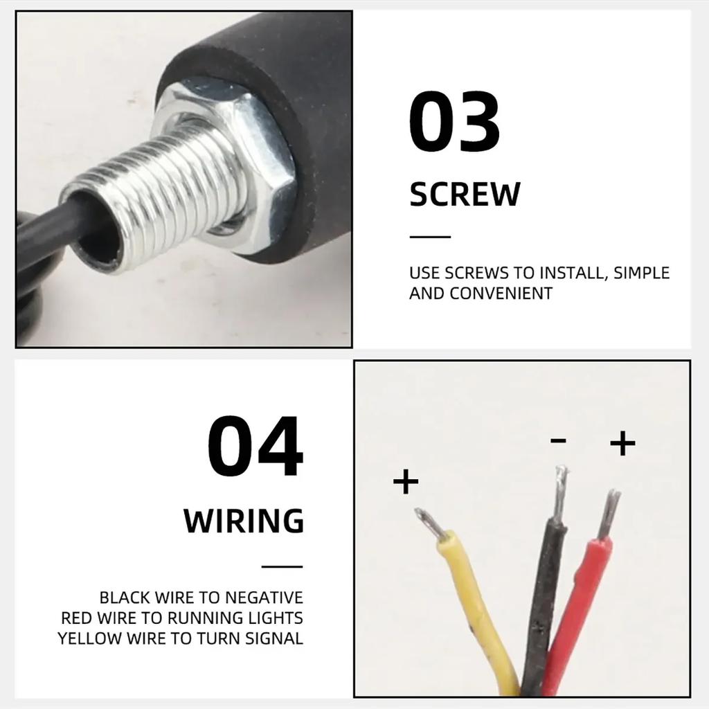2Pcs 12V Motorcycle LED Handlebar End Turn Signal Light White Yellow Flasher Handle Grip Bar Blinker Side Marker Lamp Lighting