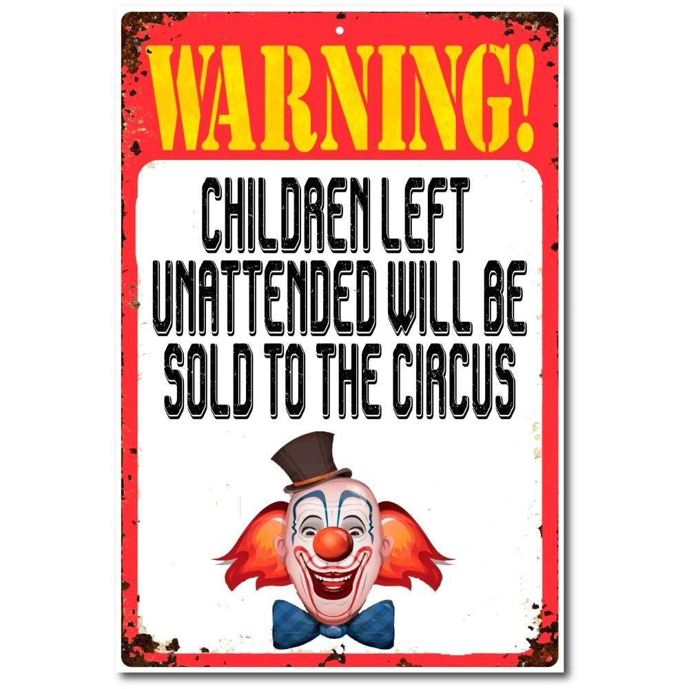 Vintage Circus Kinderen Verkocht Grappig Metalen Bord 8x12 Halloween Kerst Muurdecoratie Cadeau