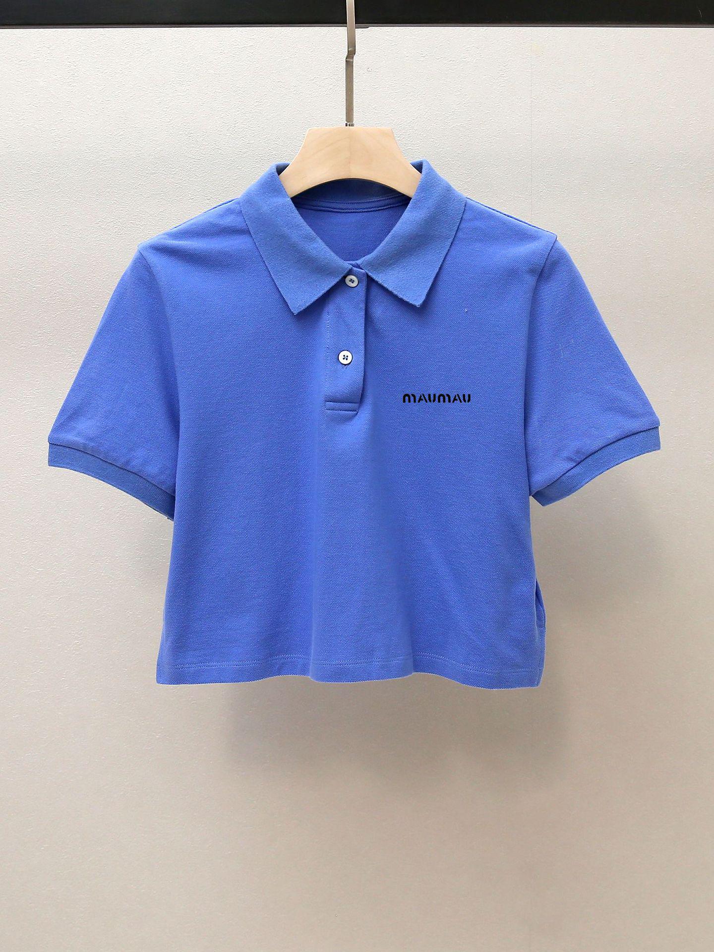 

Women s Autumn Age-Reducing Solid Color Turn-Down Collar Half-Button Short Sleeve Polo Shirt Top L