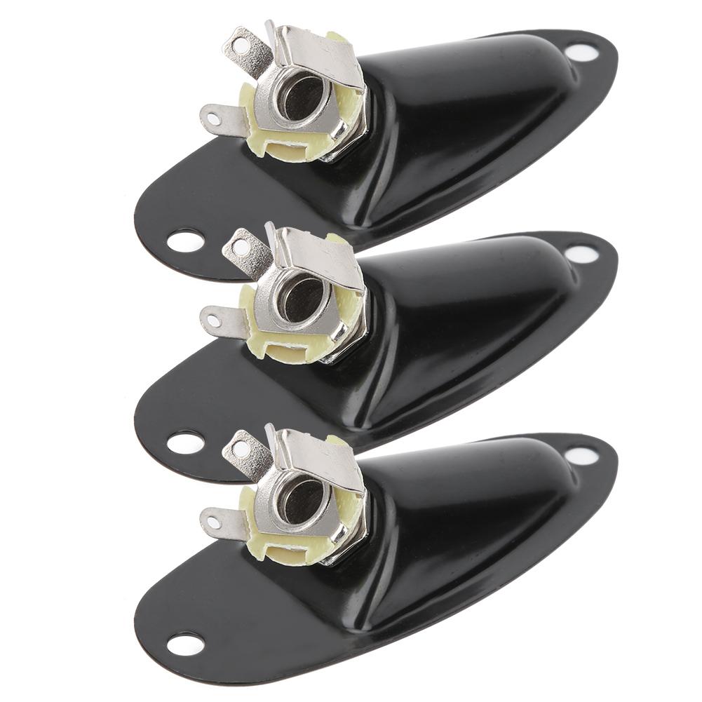 3Pcs Alloy Electric Guitar Jack Electric Bass Plug Socket for ST Ship Form Accessory Black