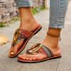 Women's Wide Width Flip Flops, Metal Buckle Thong Sandals, Summer Flat Sole Beach Sandals for Women