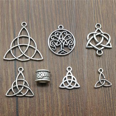 20pcs Triquetra Symbol Pendants Jewelry Making Triquetra Symbol Charms For Bracelet Making Antique Silver Color
