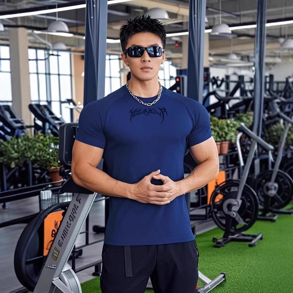 Men's Stretch Cotton Cuffed Short Sleeve Basketball & Running T-shirt