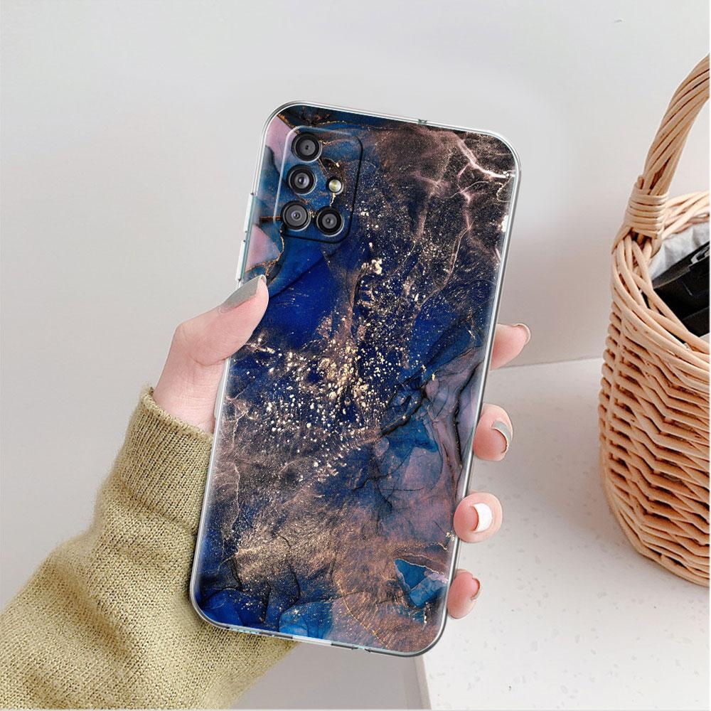 Marble Pattern Clear Case For Samsung Galaxy A52 A12 A51 A32 A21s A71 A32 A22 A50 A70 A31 A72 5G Phone Cover