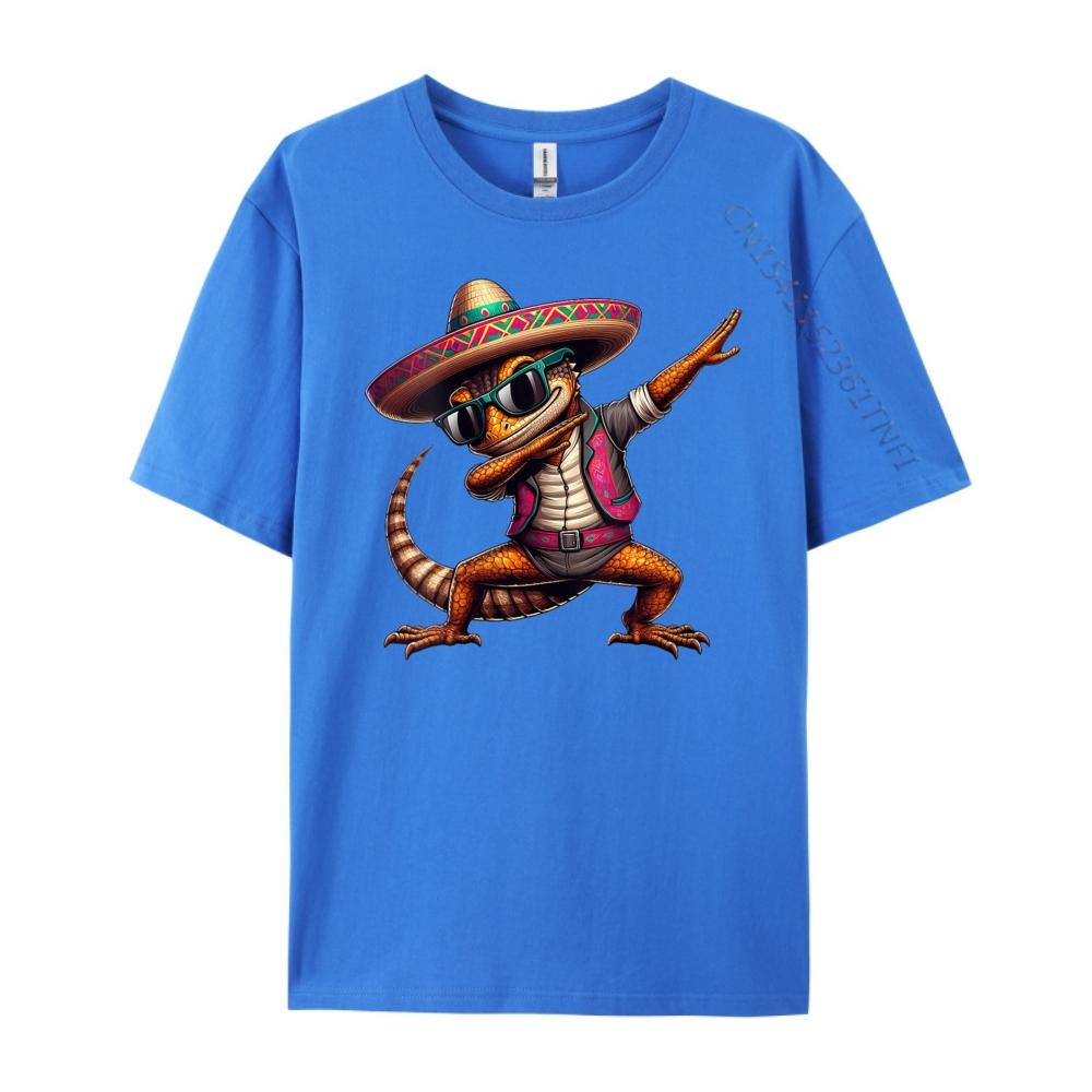 Dabbing Lizard Sombrero Poncho Cinco De Mayo Mexican Streetwear Men Printed T-Shirt