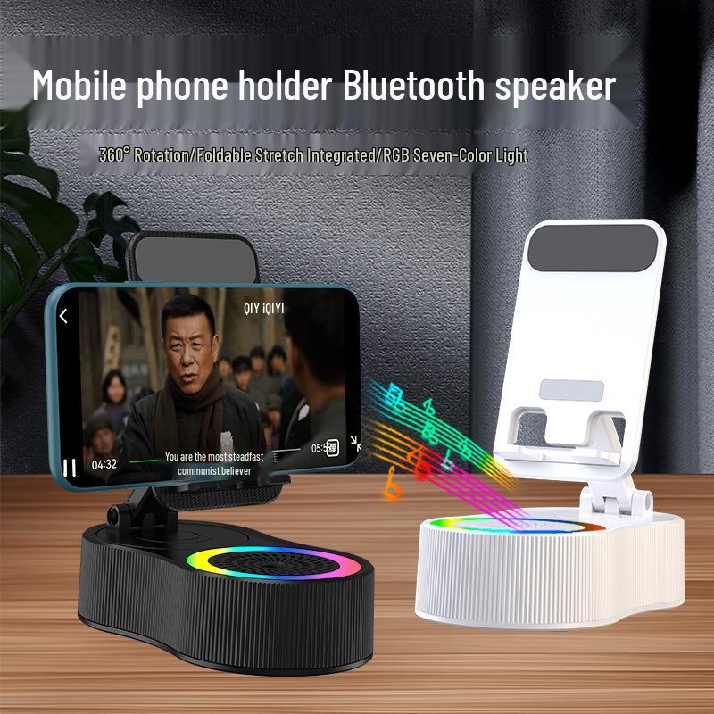 Multifunctional Bluetooth Speaker & Phone Holder with RGB Light and Power Bank for Desktop Use