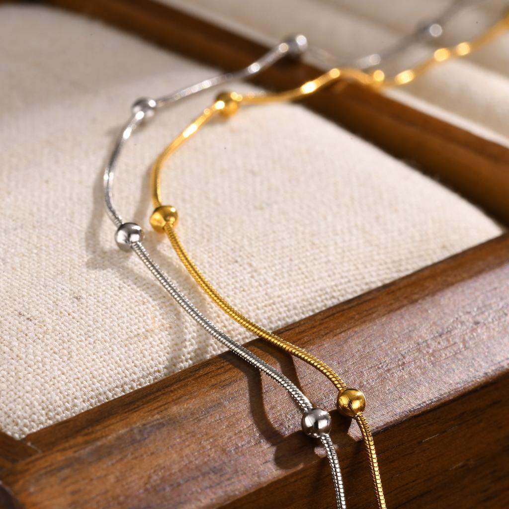 Stainless Steel Round Ball Chain Necklace,1mm Thin Link Necklace Fashion Jewelry for Women