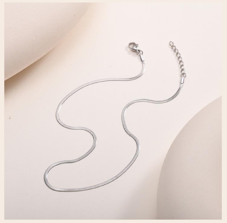 Silver-Color Snake Chain Choker Necklace Women, Tarnish-resistant Stainless Steel Chain Herringbone Necklace Minimalist Jewelry