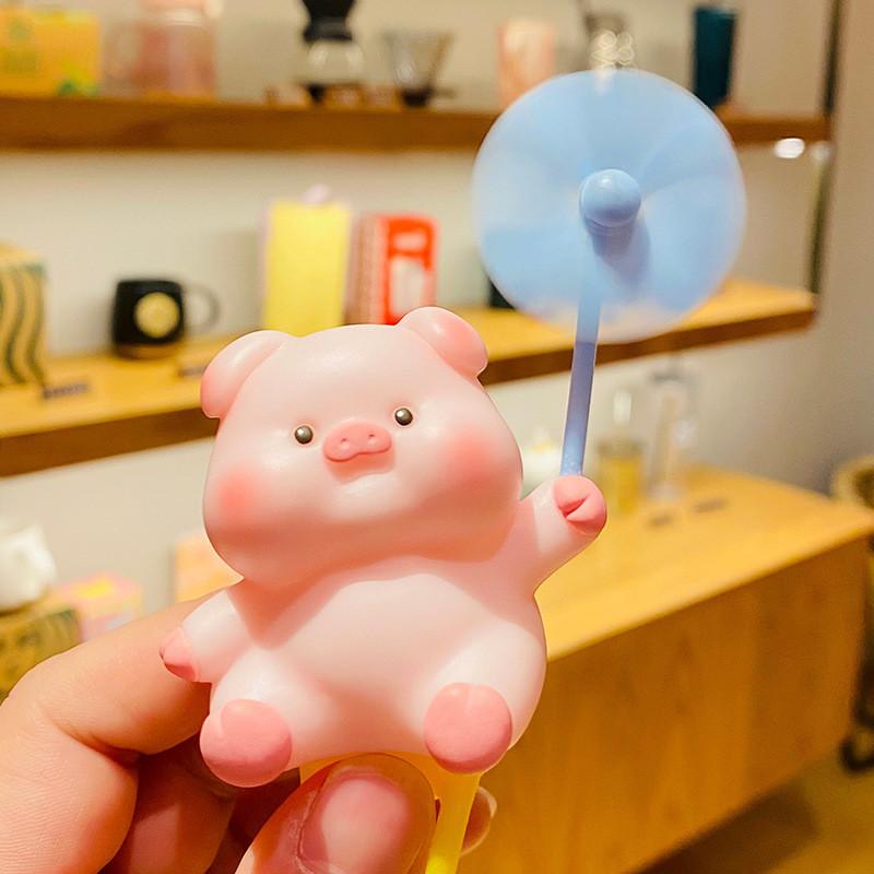 Adorable Cartoon Pig Windmill Plush Cute Car Decoration Creative Small Gift