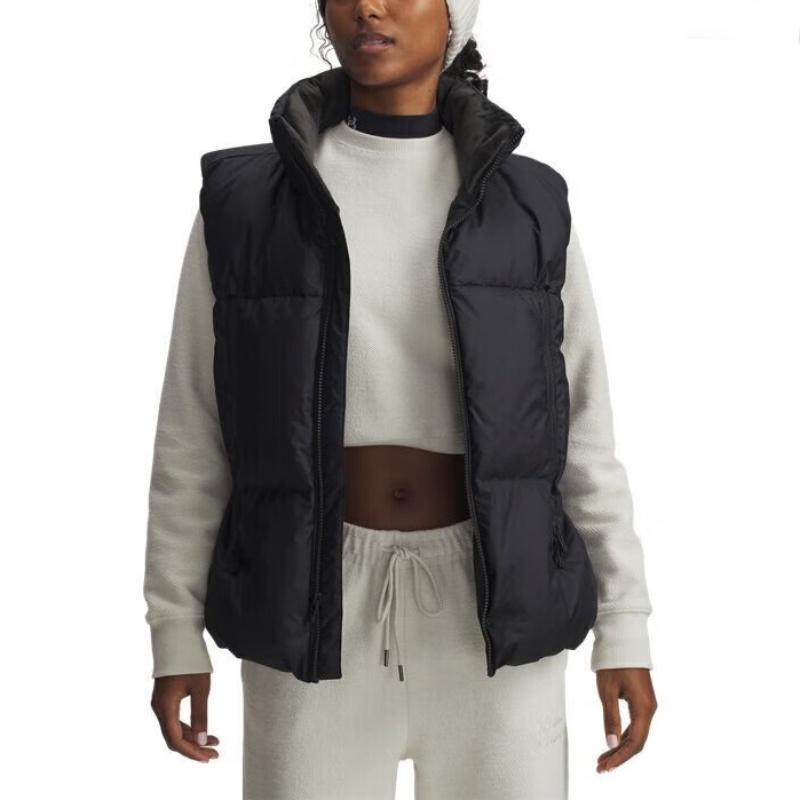 Under Armour Down Vests Women s Black Stand Collar Moderate Other 6001002-001 L
