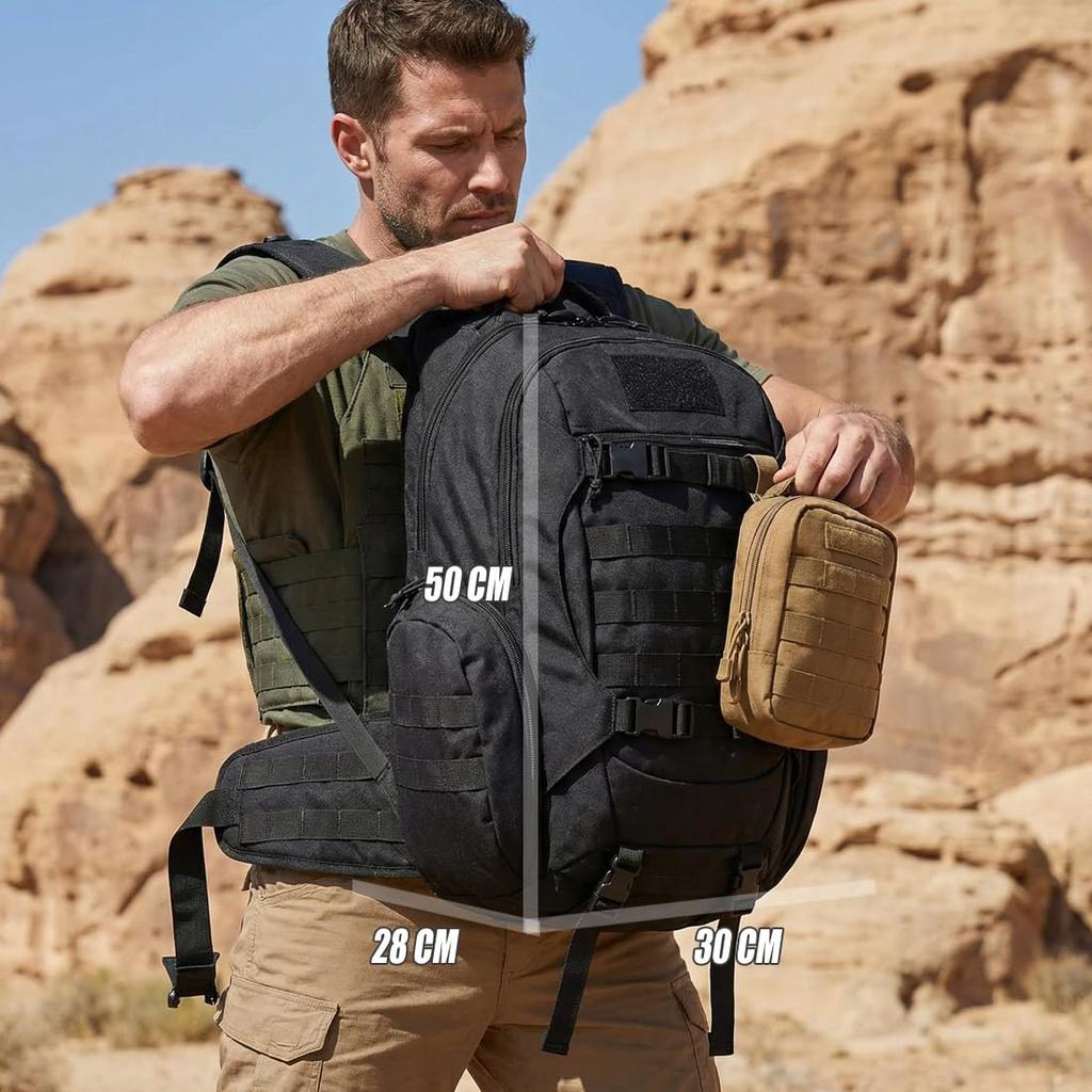 Military Backpack 35 Tactical Outdoor Camping Rucksack with Rain Cover Black [R.SASR] Liter, Bag, Hiking, (A 35L)