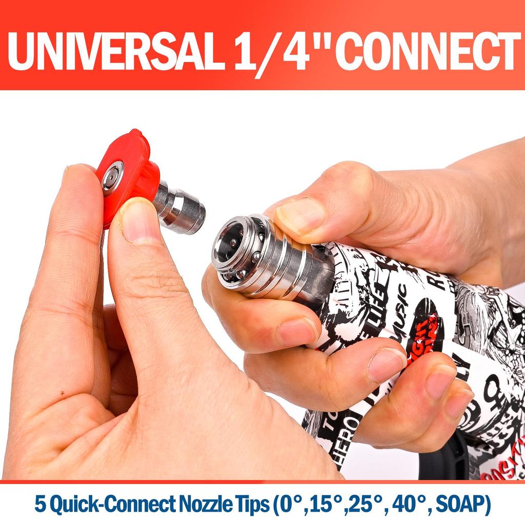 BEAR FORCE High Pressure Washer Gun 210Bar/ 3000 PSI Max, Power Washer Color Painted Short Spray Gun Inlet M22-ID14mm with 1/4" Quick Connector