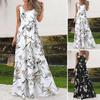 European & American Summer Print Casual Long Dress with Belt 2023