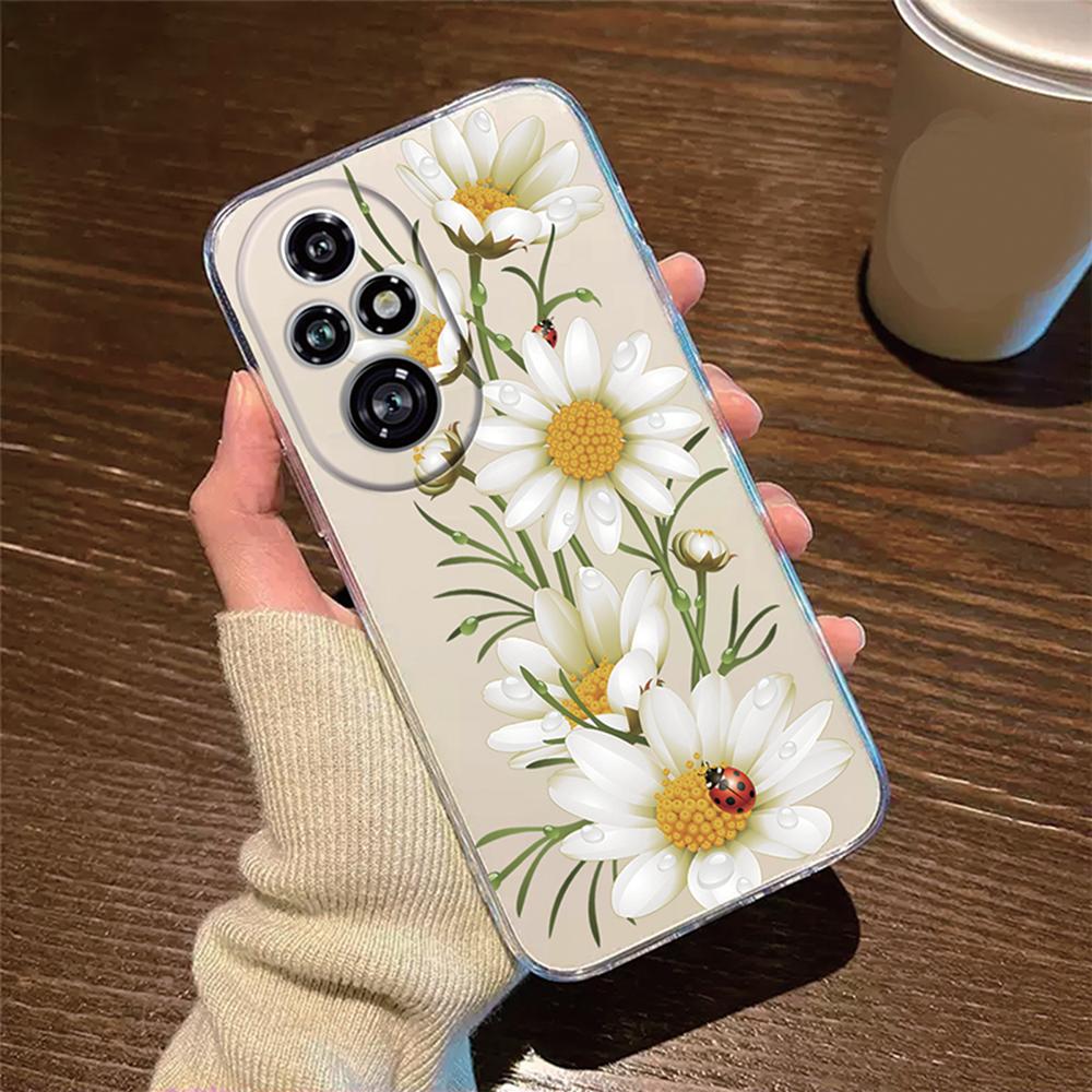 For Honor 200 Lite 200Pro 200 Smart Transparent Clear Cover Silicone Rose Flower Oil Painting Lavender Phone Case for Honor200