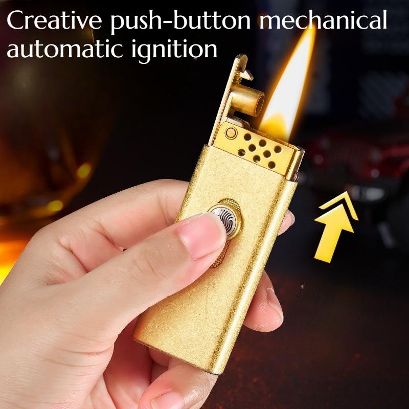 High-end Creative Push-button Mechanical Automatic Ignition Metal Lighter Gift Men's Cigarette Accessory