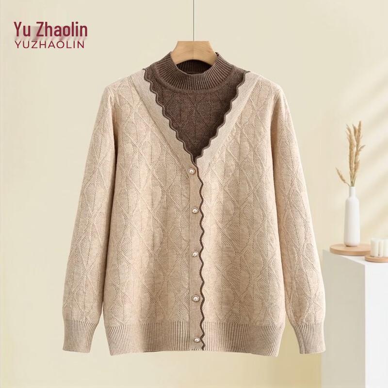 YUZHAOLIN Women s Faux Two-Piece Knitted Sweater Top 4XL
