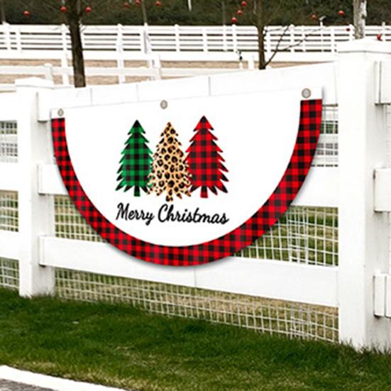 Hanging Flag Fancy Exquisite Patterns Washable Hanging Flag Christmas Fan-shaped Flag Hanging Flag for Festival