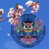 Colorful 3D Owl Metal Wind Chime - Outdoor Hanging Garden Decor with 360° Rotating Hook, Handcrafted Patio Ornament for Home, Wedding