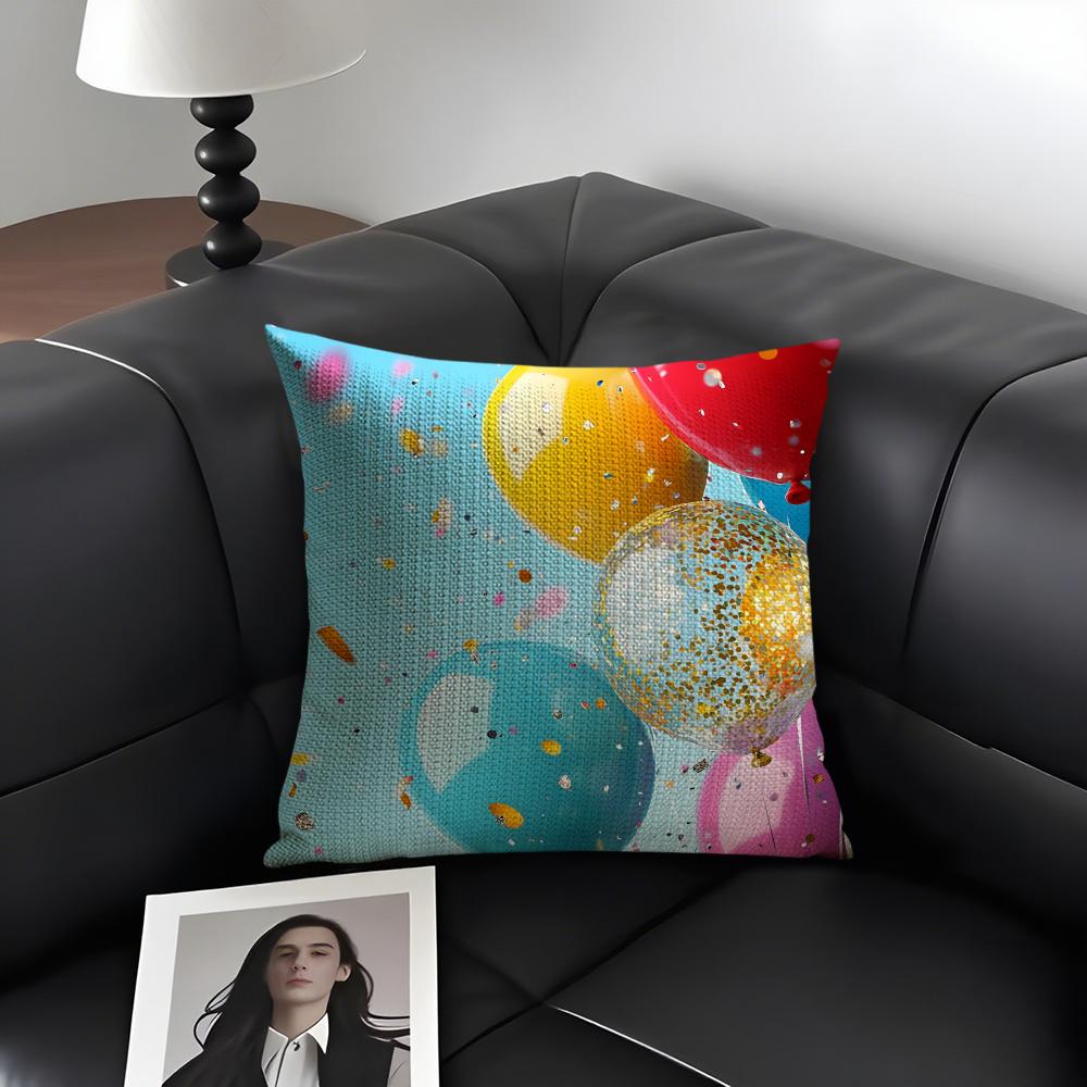 Balloon Fashion Cushion Cover Natural Linen Organic Fabric Double-Sided Printing Sofa Home Decor Gift Pillow Case
