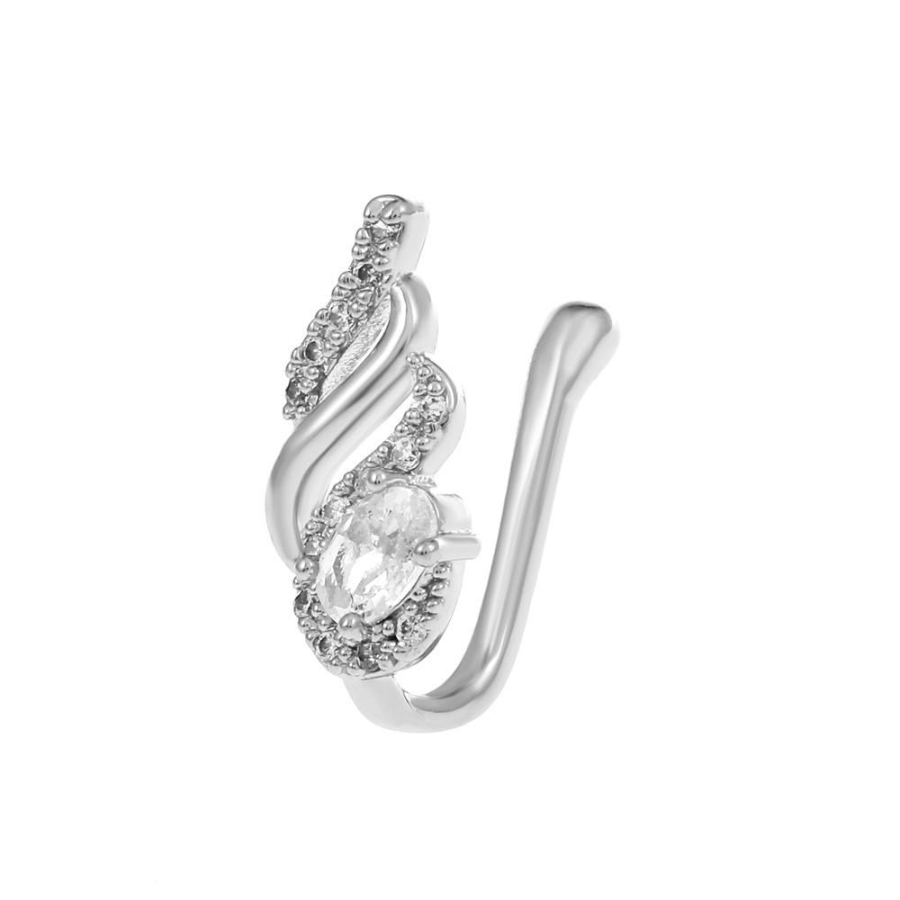 Non Perforated U-Shaped Nose Clip Copper Inlaid Zircon Star Shaped Heart Crown Nose Ring Nose Decoration Puncture Decoration