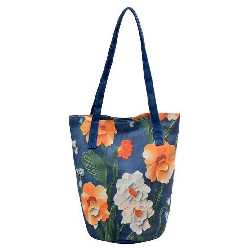 

New Floral 3D Bucket Bag: Summer Travel Handbag with Large Capacity and High-End Design 28x18x29cm