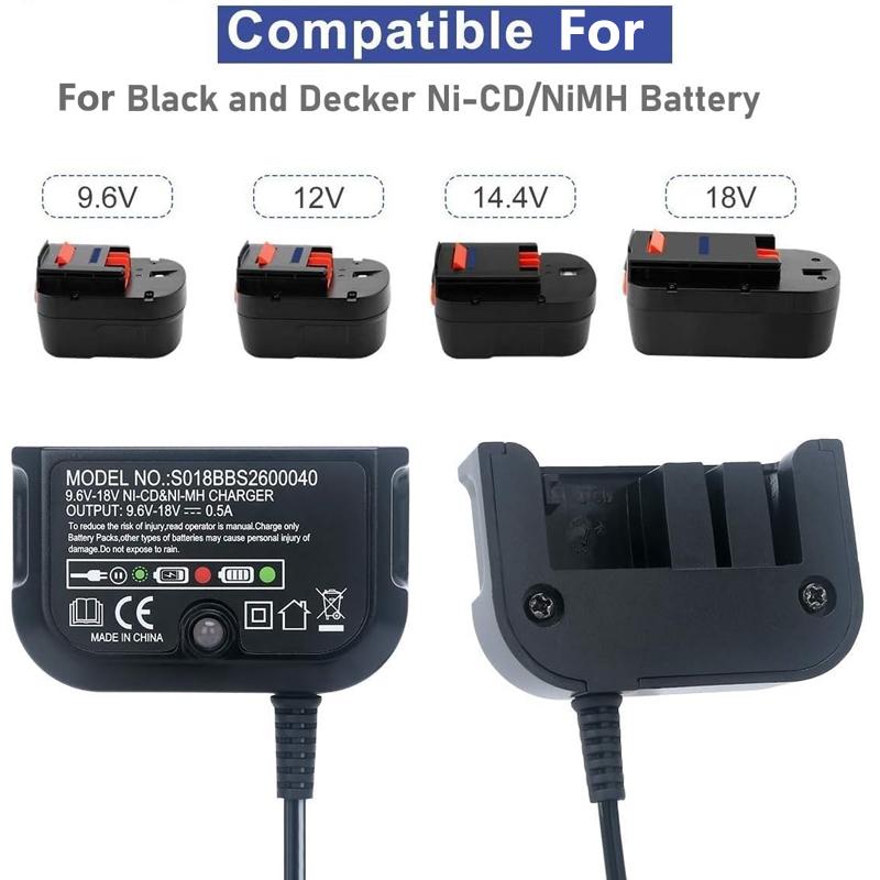 For Black & Decker Safety Charger Multiple Charging Protection For 9.6V-18V NI-CD NI-MH Battery A12-XJ A12EX A1712 FS120BX