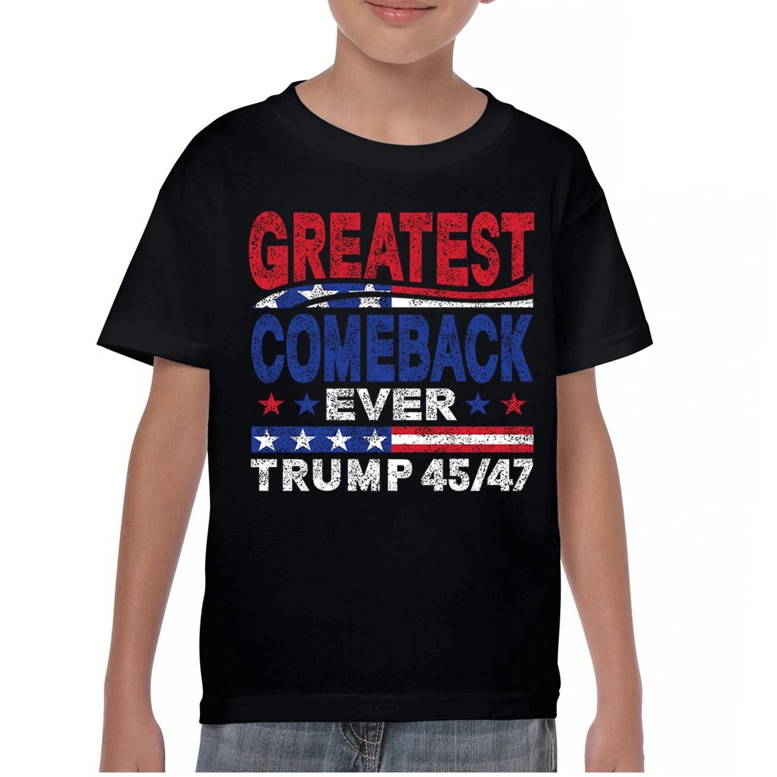 Greatest Comeback Ever Trump 45 47 Youth kids boys T-Shirt President MAGA Red Wave Kids 100