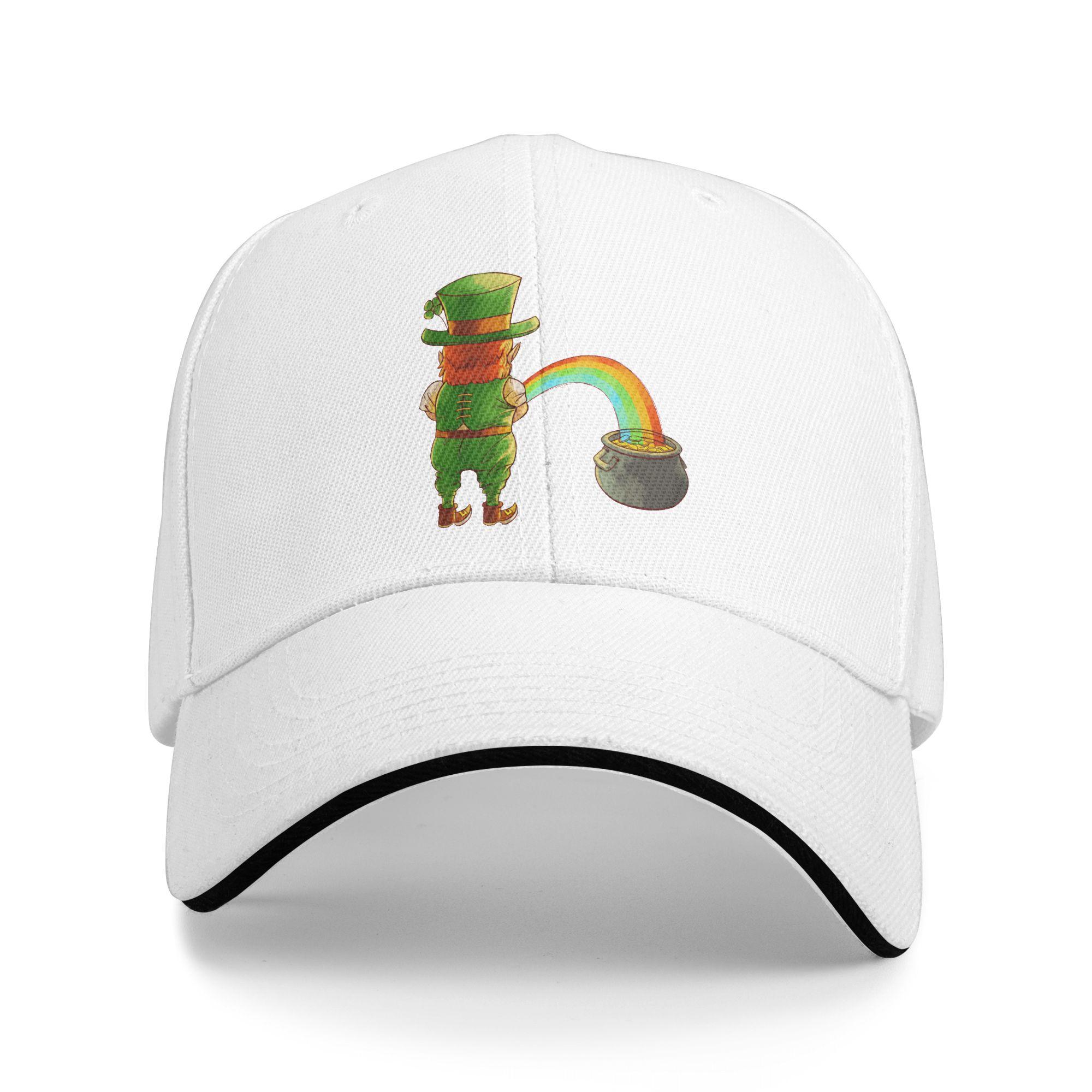 

Golden Rainbow St Patricks Day Sun Baseball Cap Summer Trendy Trucker Hat For Couple Women Outdoor Sports Snapback Cap One Size белый