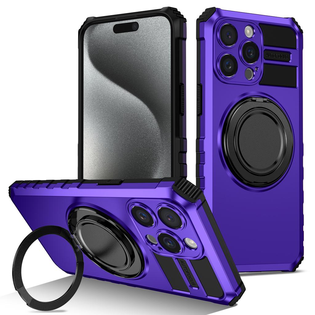 Applicable to iPhone17ProMax rotating armor mobile phone case Apple 16Pro magnetic suction bracket anti-drop protective case