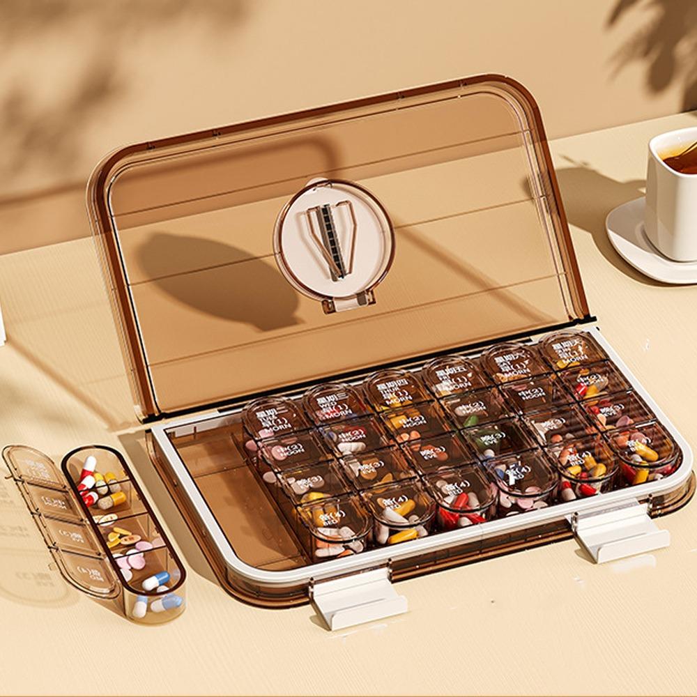 Large Capacity Pill Cutter Box Moisture Resistant Drug Dispensing Case  Elderly Medication