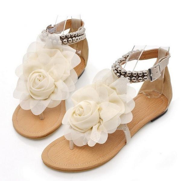 Chic Bohemia Flower Women Flat Beach Sandals Perfect For Any Summer Outfit Eu35-42