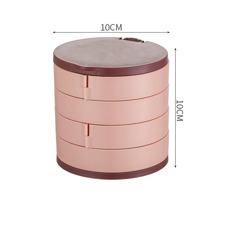 Four-Layer Jewelry Box-Rotatable Jewelry and Cosmetics Storage Box-Earrings and Necklaces Holder-Dust-Proof Storage Rack