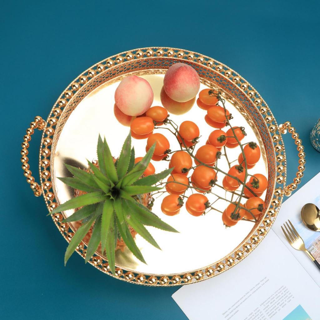 Fruit Basket Organizer Metal Plate for Dresser Dining Room Centerpiece Aureate