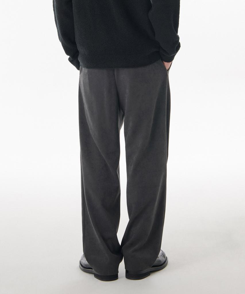 Musinsa Standard Brushed One-Pleat Wide Elastic Pants [Gunmetal]
