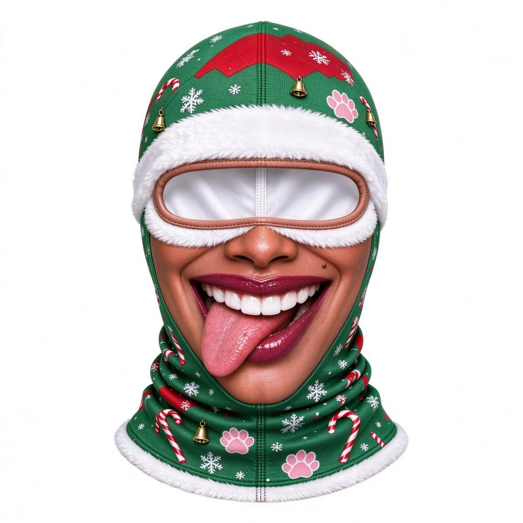 Novelty Old Man Print 3D Full Face Ski, Windproof Winter, Sunglasses Not Included