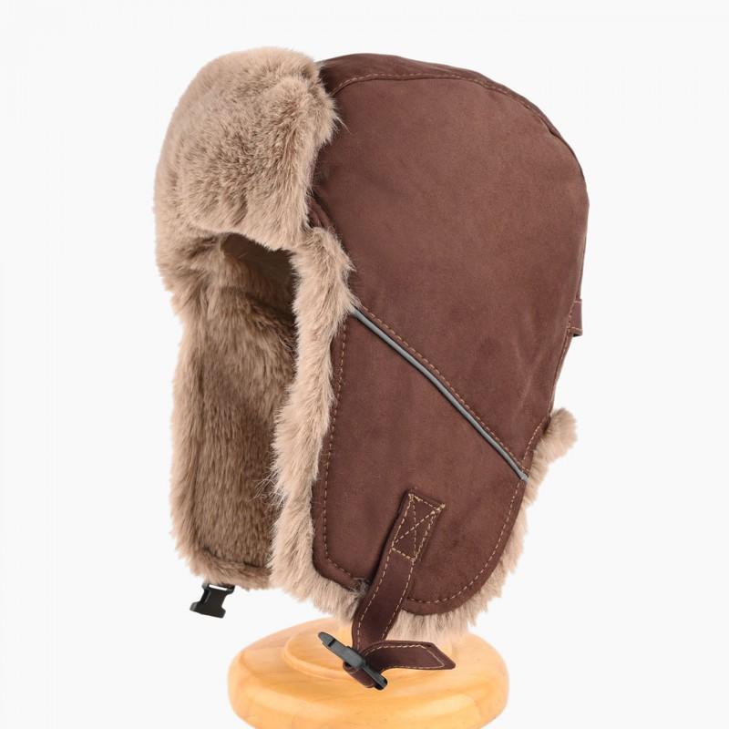 Winter Warm Fleece Lined Beanie Hat Men Women Outdoor Cycling Ear Protection Cap Solid Color Pilot Style