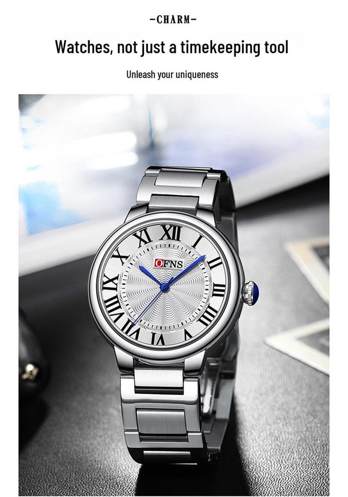 OFNS Rome Couple Watches: Waterproof Quartz Wristwatches with Classic Steel Bands