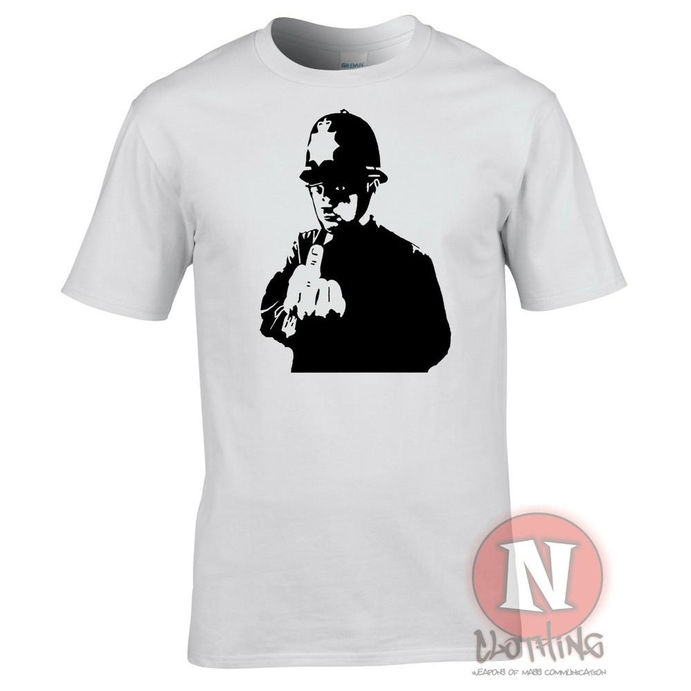 Banksy Policeunisex Up Yours TShirt Urban Stencil Art Graffiti Festival Tee