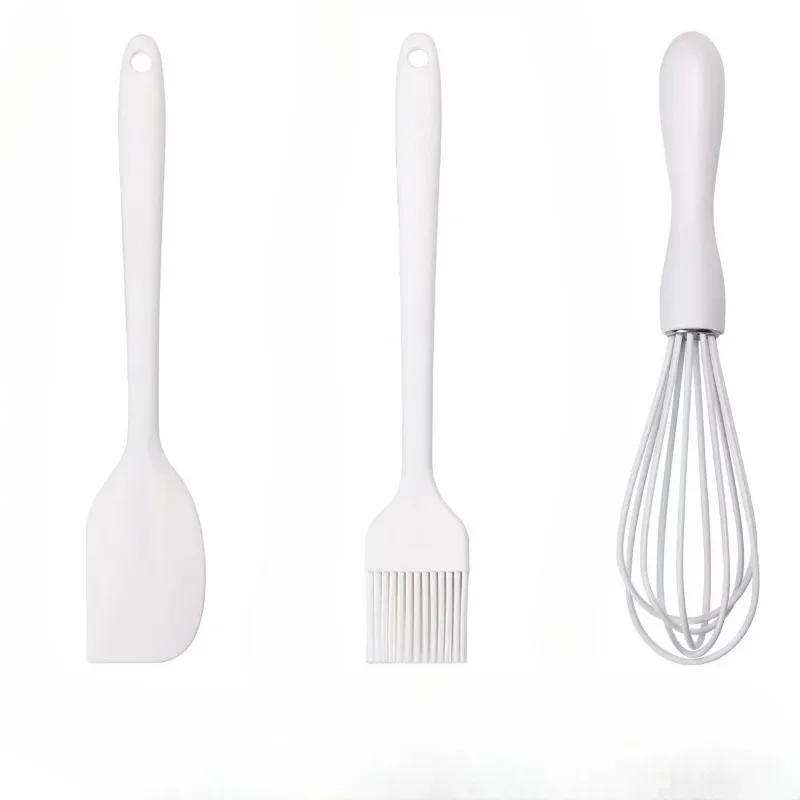 3 Pieces Baking Set Food Grade Silicone Heat Resistant Cream Scraper Egg Beater Grease Brush Kitchen Cake Baking Tools