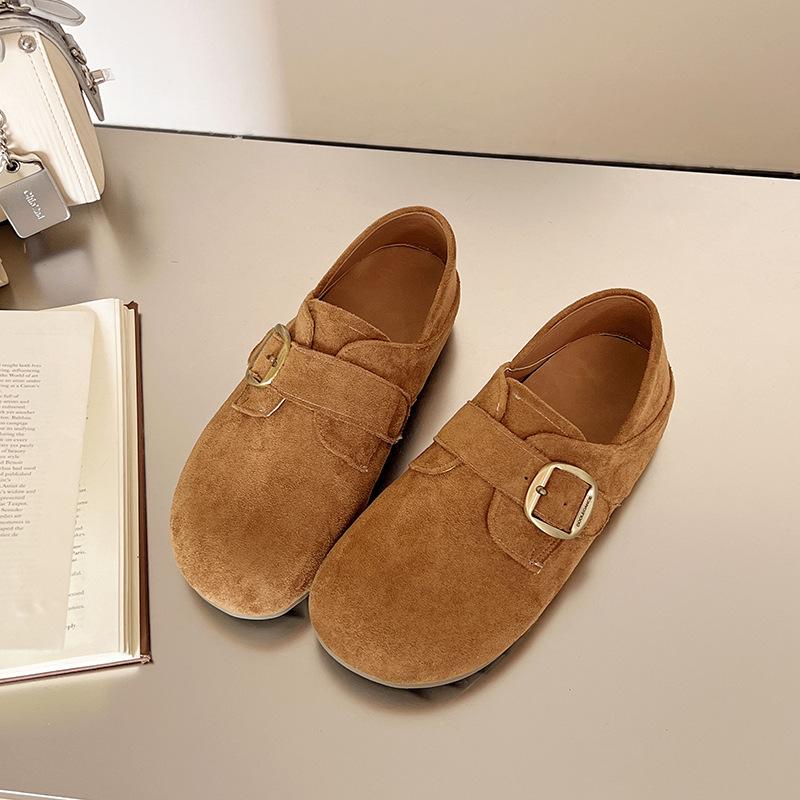 All-inclusive women's new spring and autumn flat-soled single shoes, one pedal inner height increase, soft sole retro