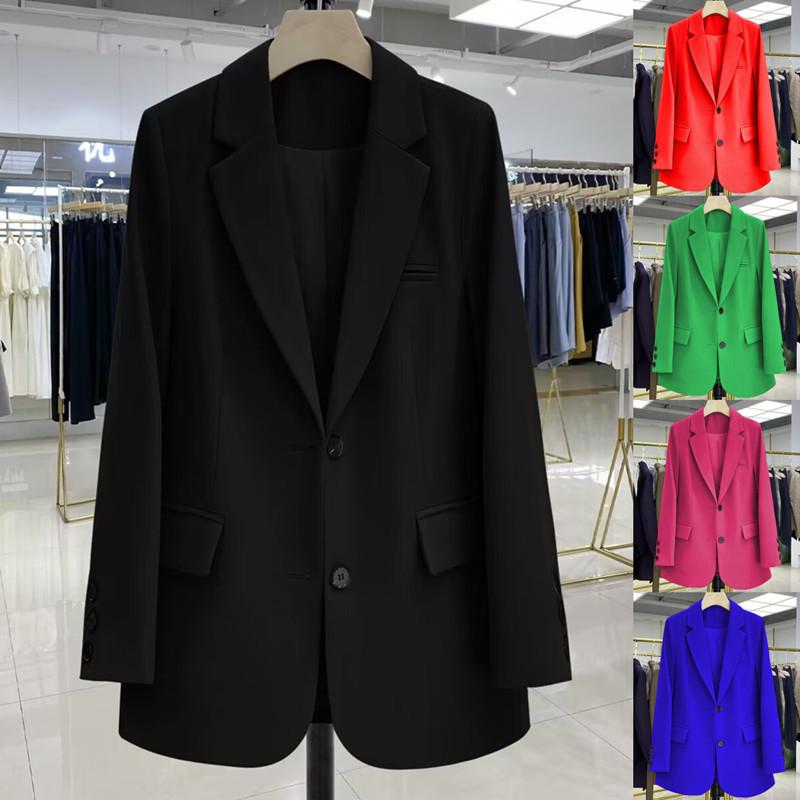 

Women s Casual Korean Style Black Blazer - Slightly Loose Fit, Small Suit Design Jacket M