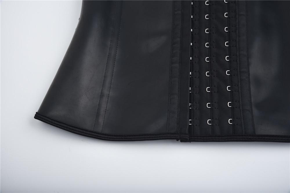 Cross9 Dames Glanzend Latex Korset Body Shaper met Botten Gesp en Buikcontrole