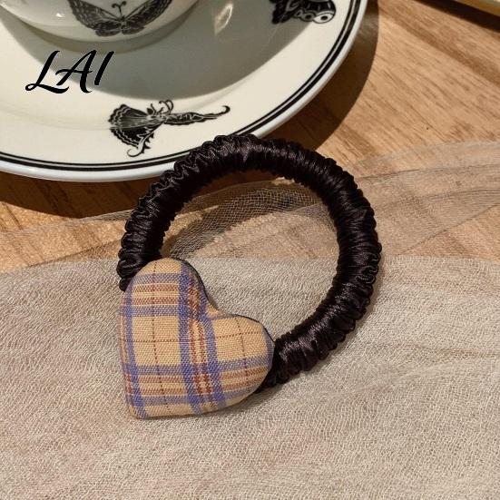 Ponytail Holder High Elasticity Hair Rope Plaid Heart Decor Tie School Uniform Elastic Pleated Tie Band No Scalp Strangling Accessories for