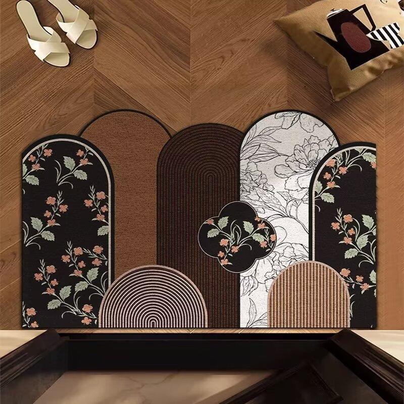 Vintage Light Luxury Floor Mat, Customizable Diatomaceous Earth Quick-Dry Mat, Entrance Door Mat, Bathroom Floor Mat