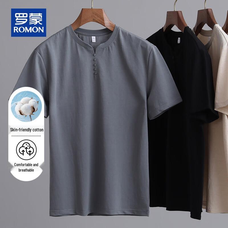 ROMON Men's Summer Stand-Up Collar Short-Sleeve T-Shirt