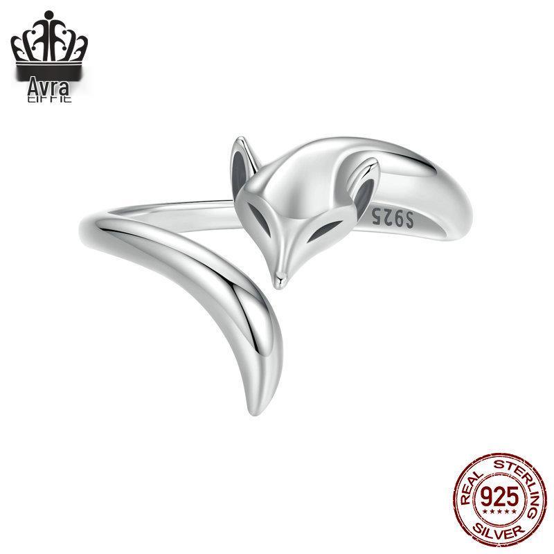 Everle Sly Fox Adjustable Sterling Silver Ring for Women