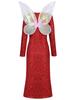 Women's Red High Slit Long Dress for Halloween Costume Roleplay
